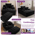 Corduroy Upholstered Memory Foam Sofa With Ottoman Upholstered Bean Bag Couch - 48.4Lx67.7Wx24.4H