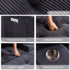 Corduroy Upholstered Memory Foam Sofa With Ottoman Upholstered Bean Bag Couch - 48.4Lx67.7Wx24.4H