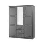 Palace Imports 100% Solid Wood Cosmo 3-Door Wardrobe Armoire with Solid Wood or Mirrored Doors