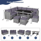 Costway 7 PCS Patio Rattan Dining Set Sectional Sofa Couch Ottoman - See Details