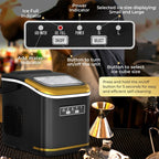 Countertop Ice Maker with Ice Scoop and Basket, 9 Cubes in 6 Mins, 26.5lbs/24h, 2 Sizes of Bullet Ice, Self-Cleaning