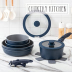 Country Kitchen 16 Piece RV Cookware Set Ceramic with Removable Handle Oven Safe