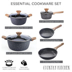 Country Kitchen Non-Stick Cast Aluminum Cookware Set - Durable Kitchen Cookware for Everyday Cooking, 6-11 Pc