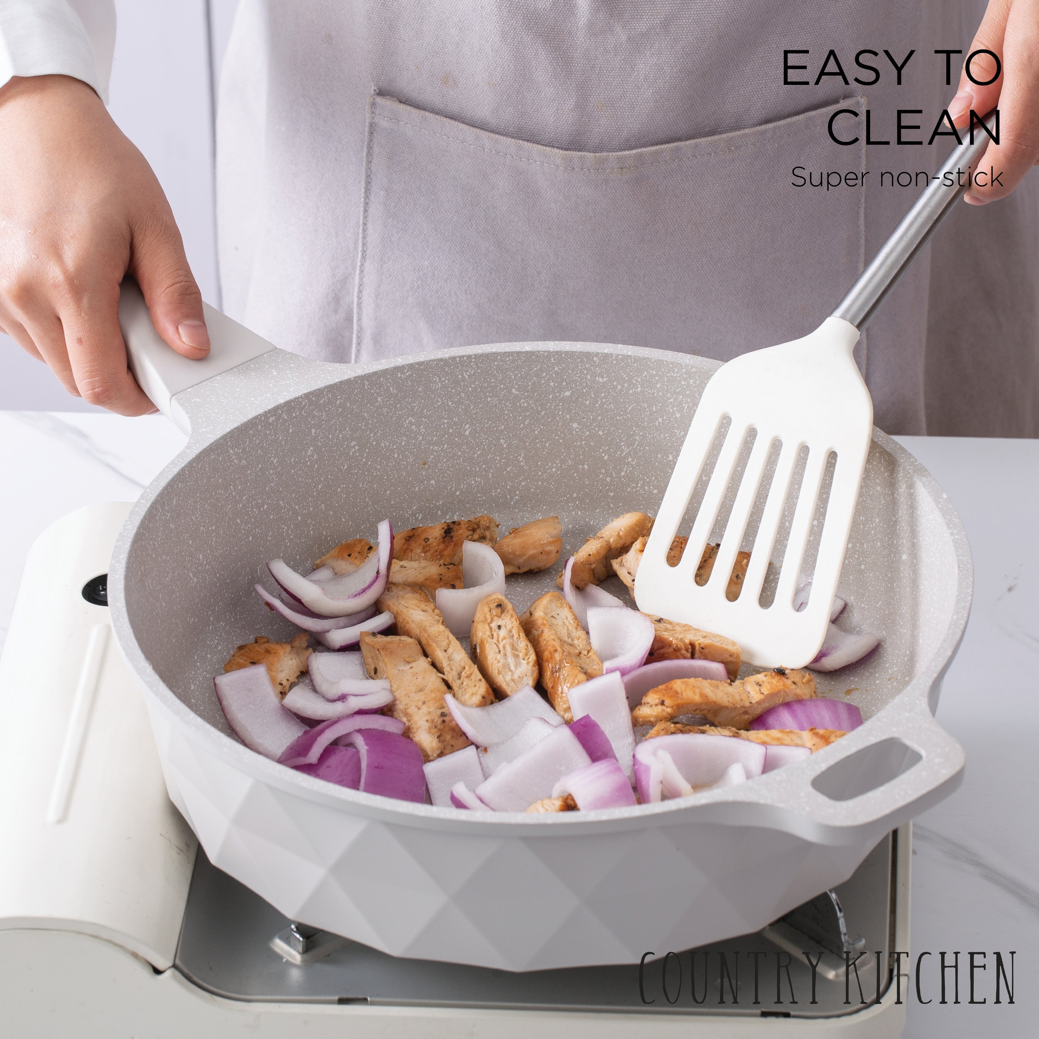 Country Kitchen Non-Stick Cast Aluminum Cookware Set - Durable Kitchen Cookware for Everyday Cooking, 6-11 Pc