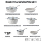 Country Kitchen Non-Stick Cast Aluminum Cookware Set - Durable Kitchen Cookware for Everyday Cooking, 6-11 Pc