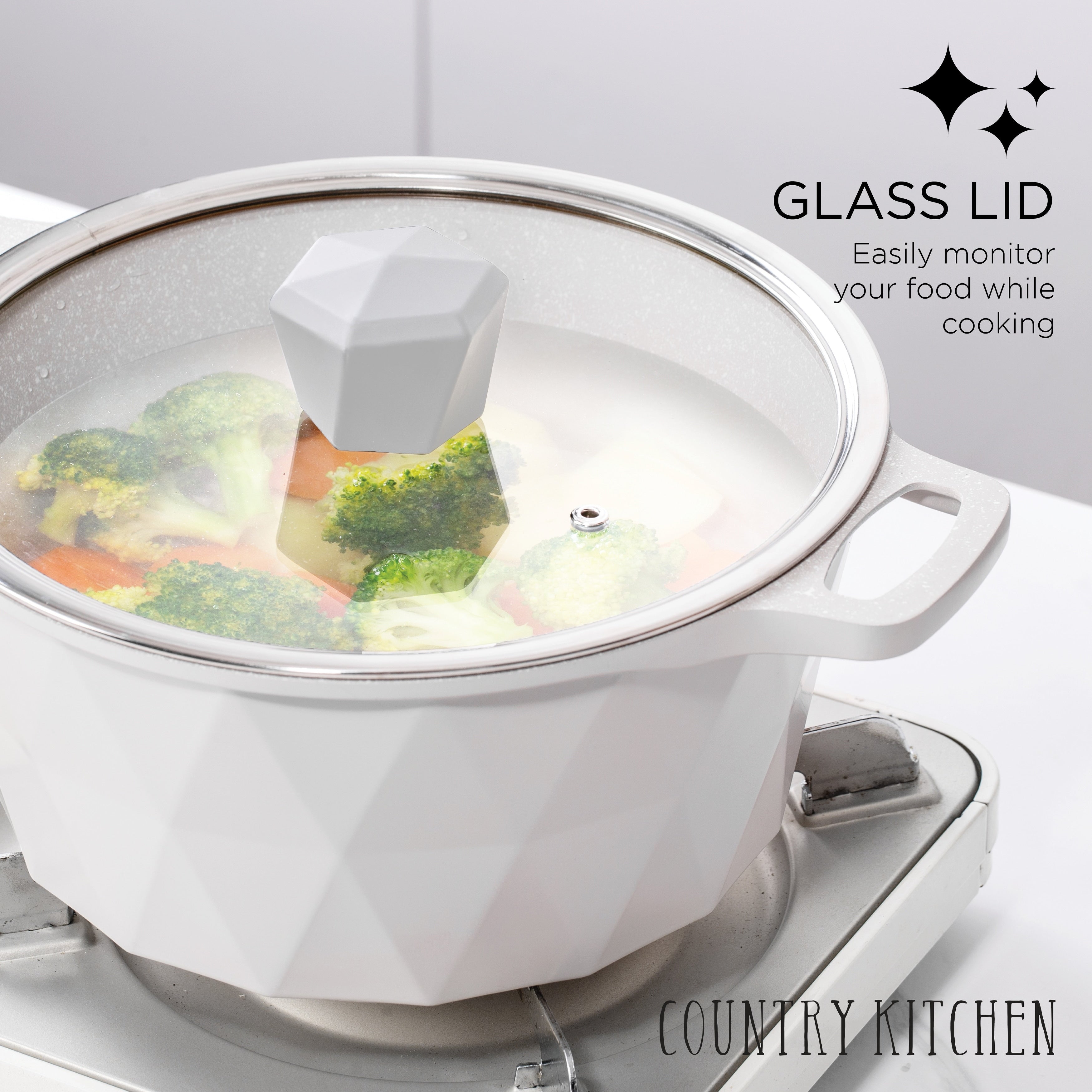 Country Kitchen Non-Stick Cast Aluminum Cookware Set - Durable Kitchen Cookware for Everyday Cooking, 6-11 Pc