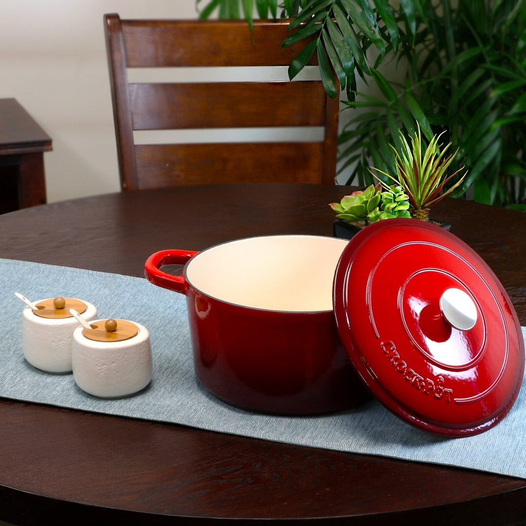 Craftsman 7 Quart Dual Handle Cast Iron Round Dutch Oven in Pepper Red