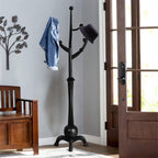 Tree-branch Rubberwood Freestanding Coat Rack with 8 Hooks - 24.5W x 70.87H