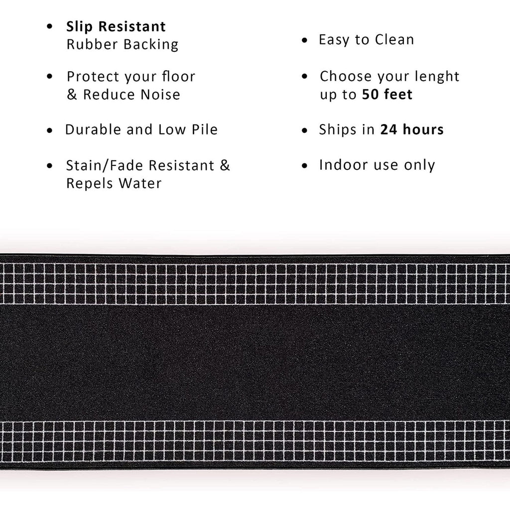 Checkered Border Non-slip Contemporary 26-inch Wide Runner Rug