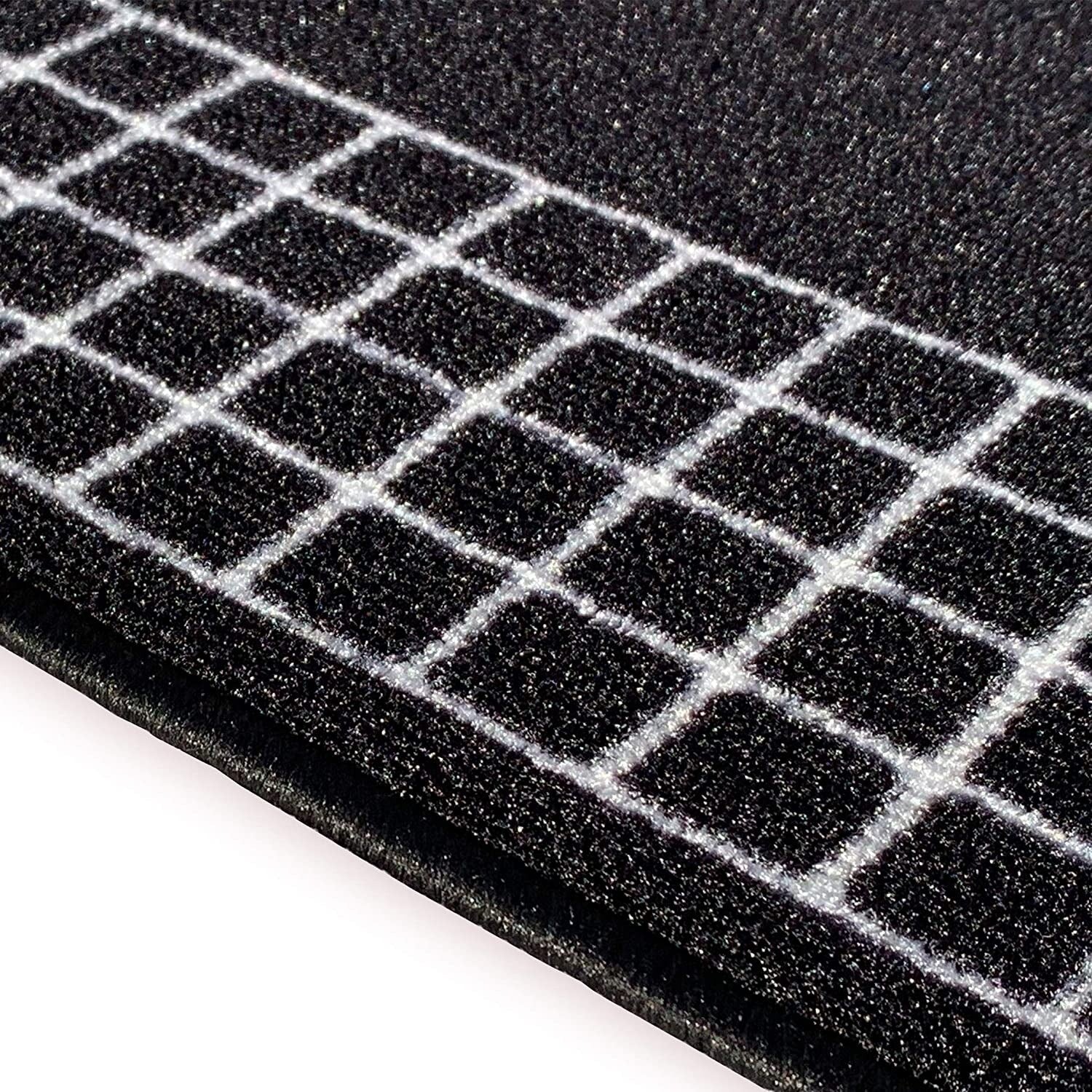 Checkered Border Non-slip Contemporary 26-inch Wide Runner Rug