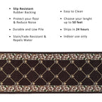 Custom Size Fleur De Lis 26 Inch Wide Non-Slip Stair Runner Rug