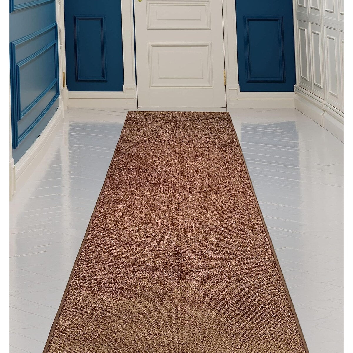 Custom Size Solid Design Beige,Brown,Red Color Non-Slip Rubber Backing- 26 Inch Wide x Your Choice of Length Runner Rug