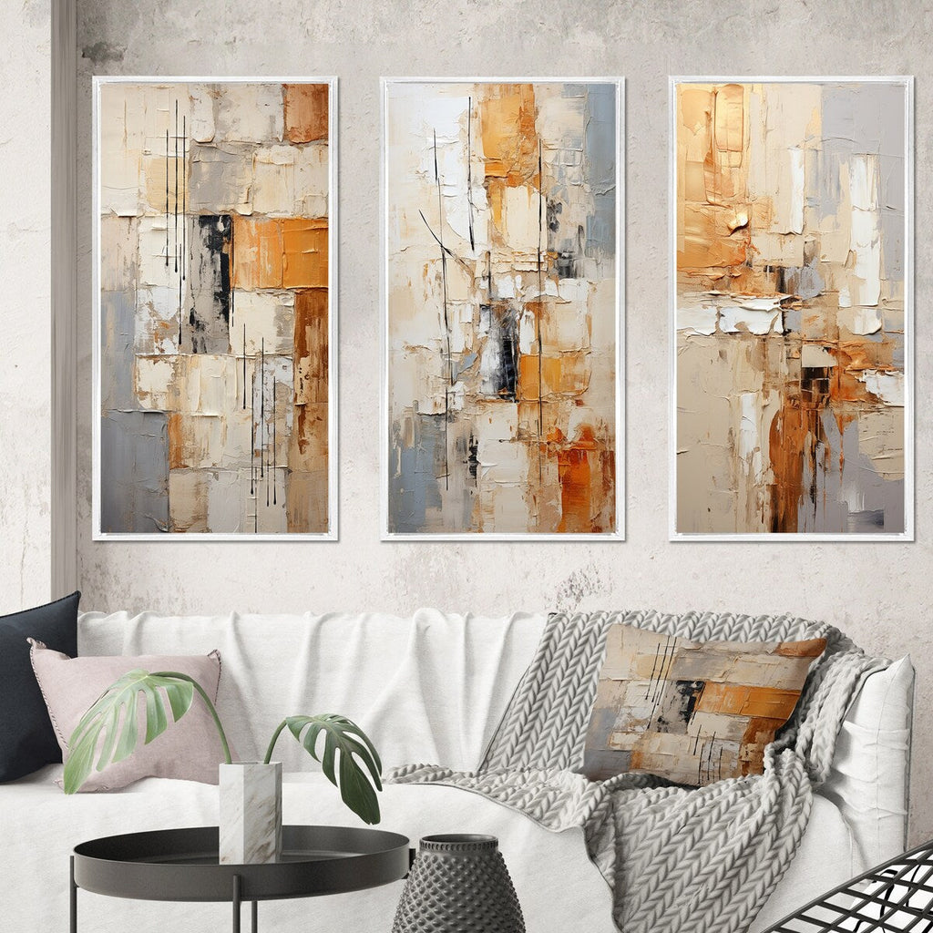 Designart Abstraction I Abstract Framed Wall Art Set Of 3 Frame Gallery Wall Set For Home Decor