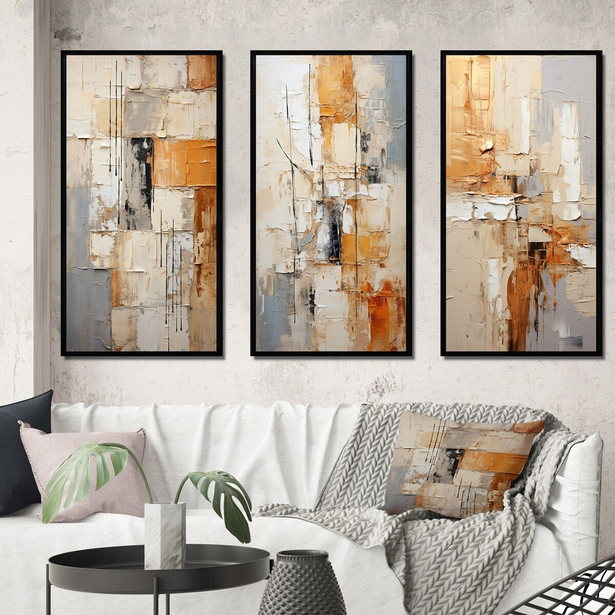 Designart Abstraction I Abstract Framed Wall Art Set Of 3 Frame Gallery Wall Set For Home Decor