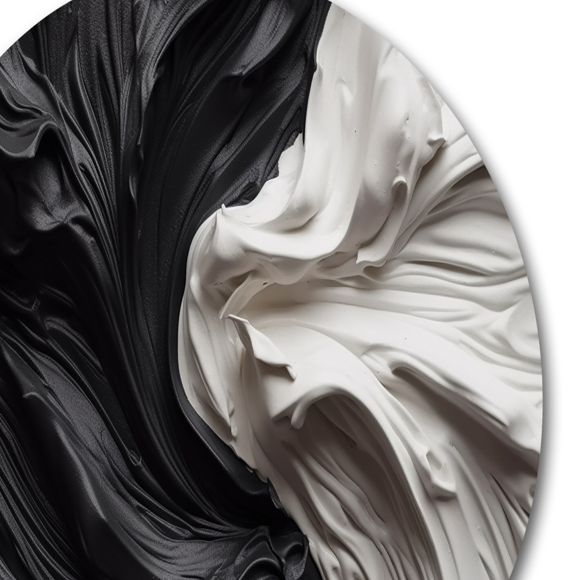 Designart Black White Marbled Dreamscape V Modern Geometric Metal Round Wall Art