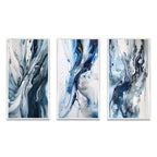 Designart Blue And Grey Ethereal Elixir III Abstract Framed Wall Art Set Of 3 Frame Canvas Set For Living Room Decor