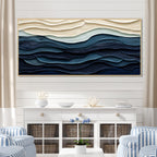 Designart Blue And White Coastal Wave S Edge Coastal Minimalism Blue Wall Decor Coastal Living Room Framed Canvas Art