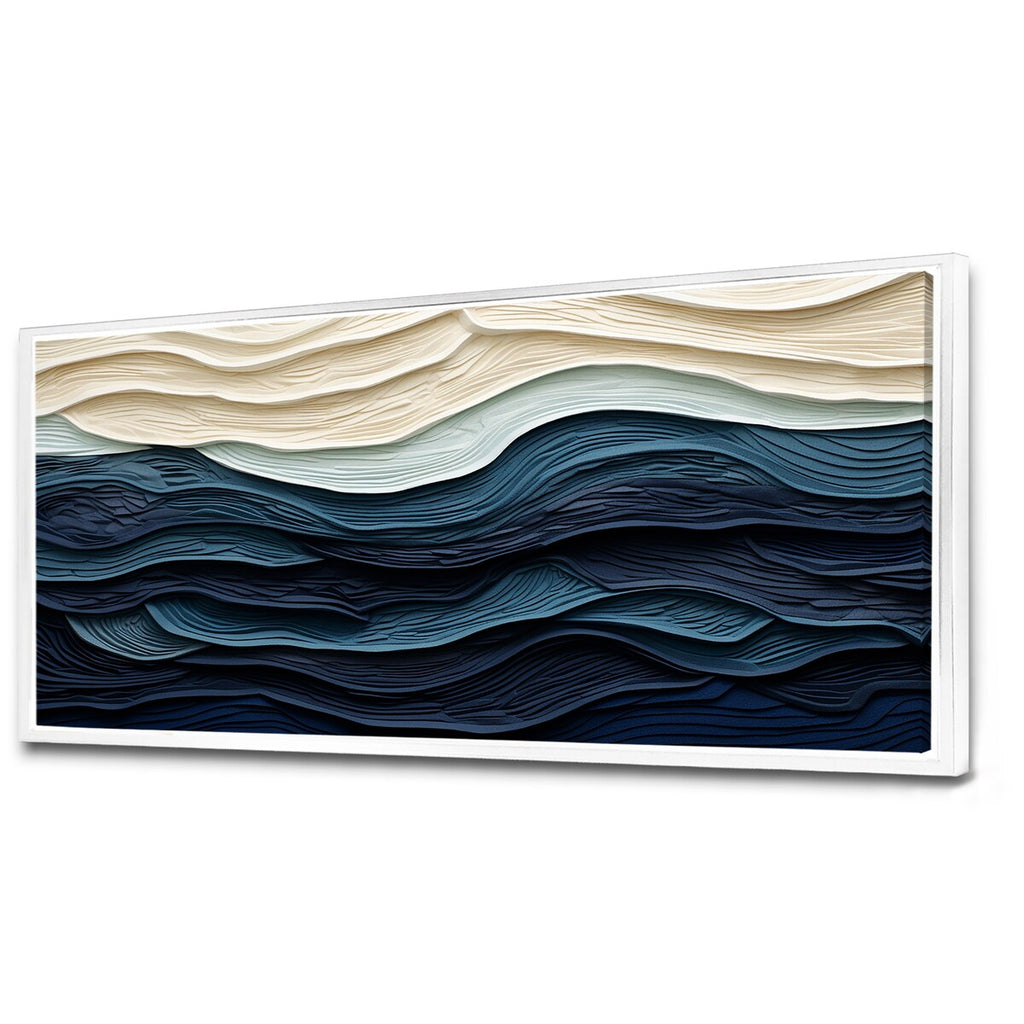 Designart Blue And White Coastal Wave S Edge Coastal Minimalism Blue Wall Decor Coastal Living Room Framed Canvas Art
