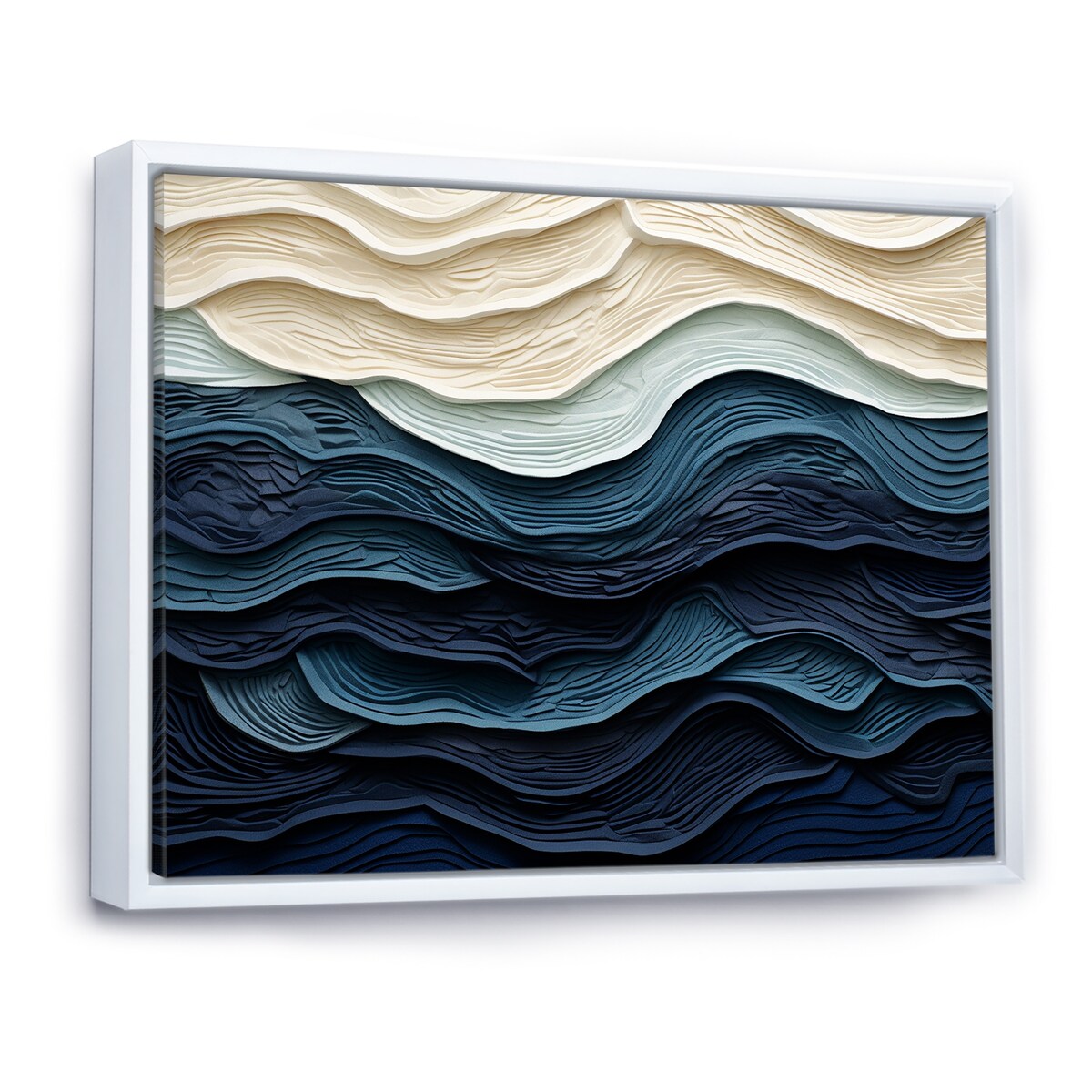 Designart Blue And White Coastal Wave S Edge Coastal Minimalism Blue Wall Decor Coastal Living Room Framed Canvas Art