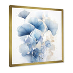 Designart Delicate Blue Ginko Leaves On White Watercolor Leaves Framed Wall Art Living Room