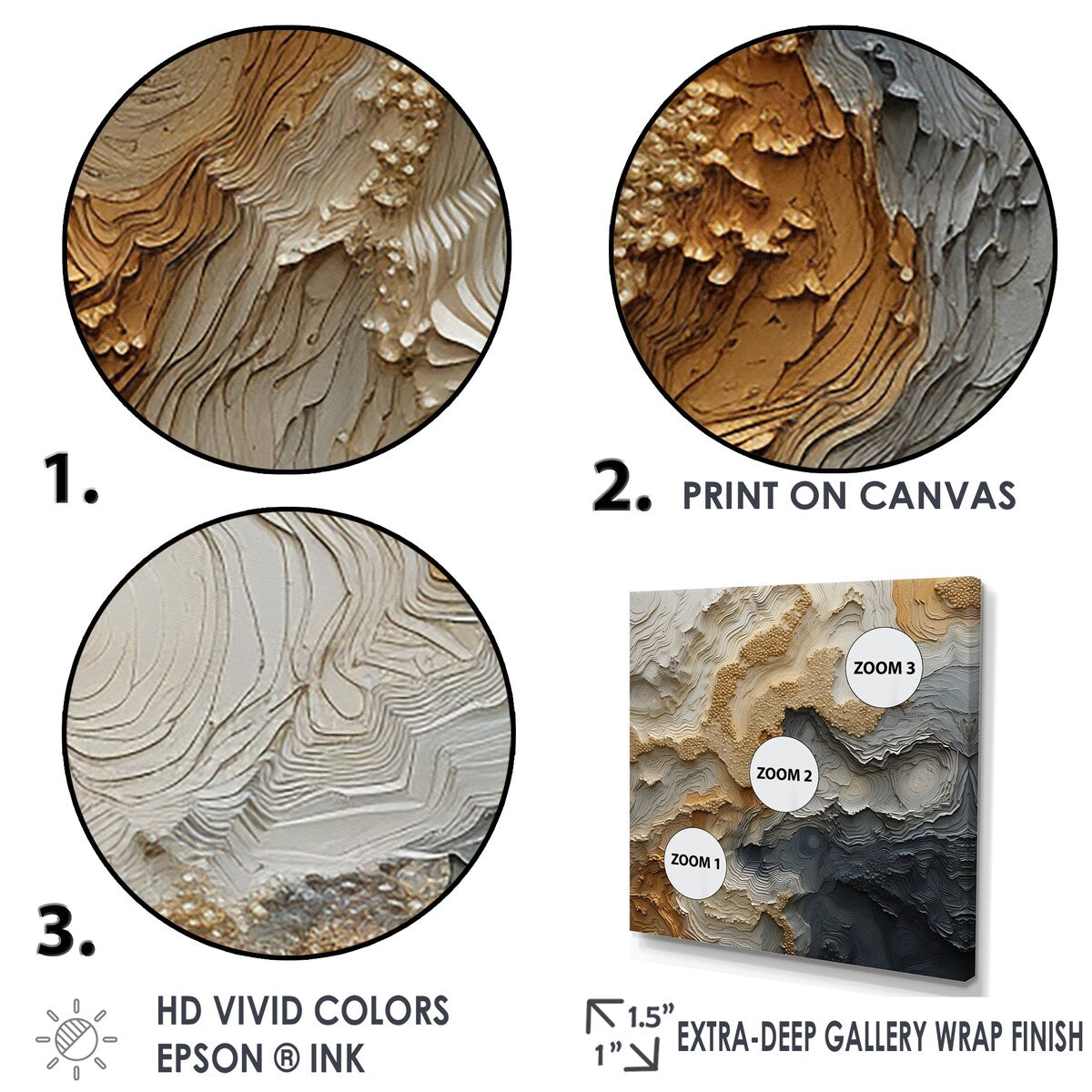 Designart Gold And Beige River Spiral Abstract Painting Framed Canvas Wall Art