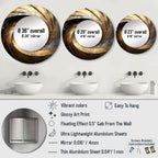 Designart Gold Black Timeless Turn abstract spirals Living Room Mirror - Gold Modern Large Round Mirror