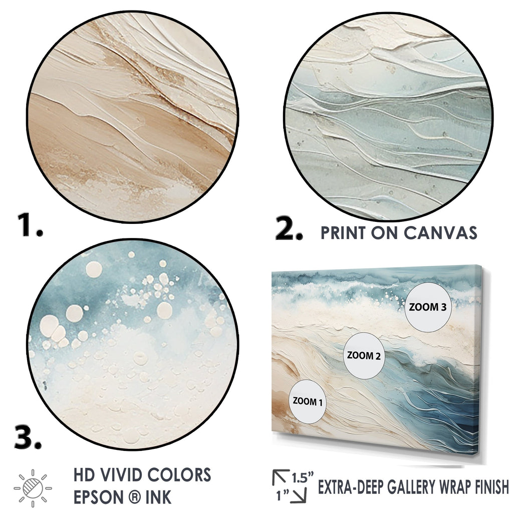 Designart Modern Blue And Beige Sand Aerial View V Coastal Beach Sand Wall Art