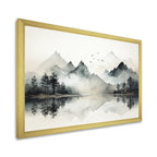 Designart Watercolor Lake And Forest Dream I Landscape Mountains Framed Canvas Wall Art