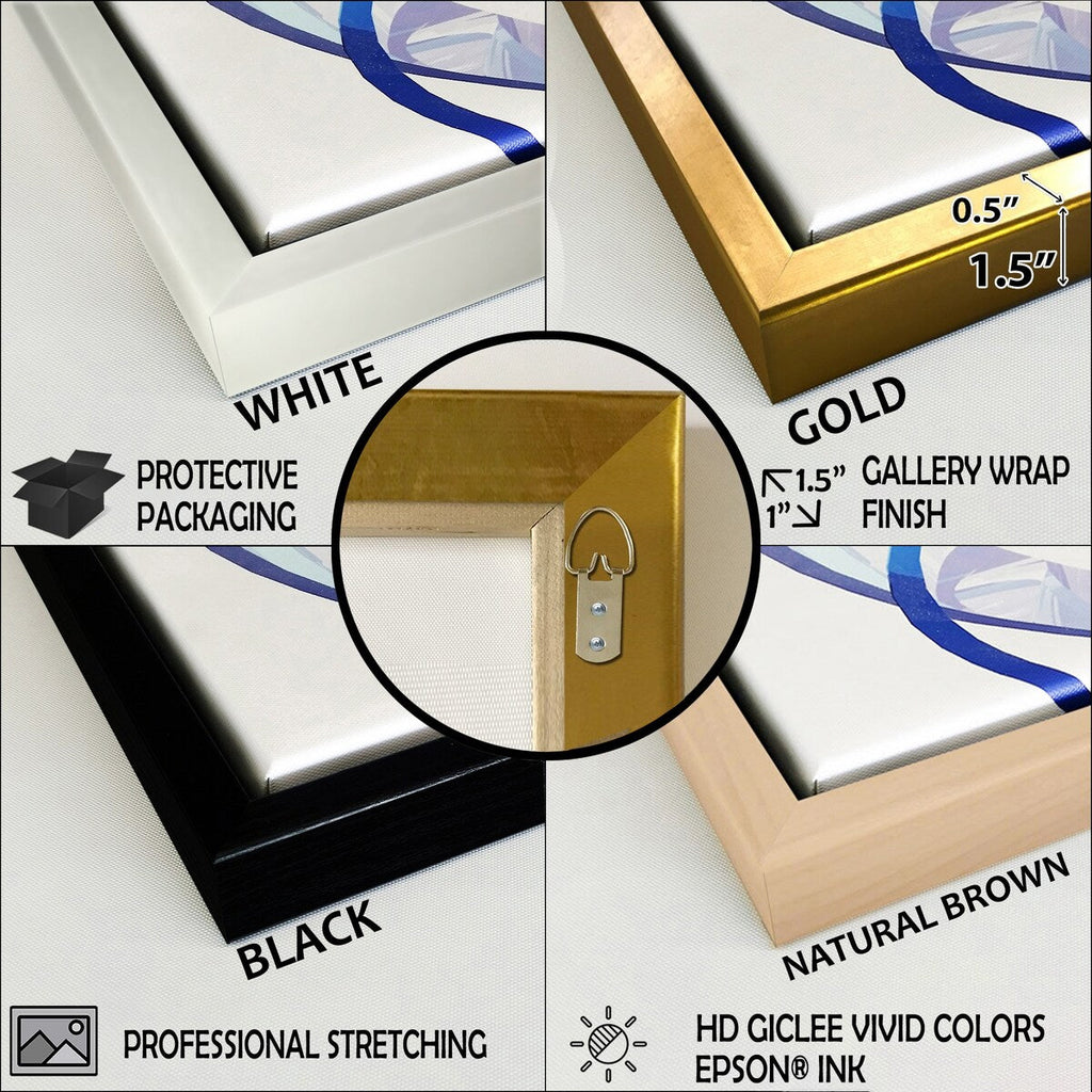 Designart White And Blue Feather Spiral II Abstract Geometric Blue Wall Decor - Modern Entryway Framed Wall Art