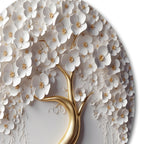 Designart White Orchid Tree Garden Of Branches VIII Tree Floral Metal Round Wall Art Print On Metal