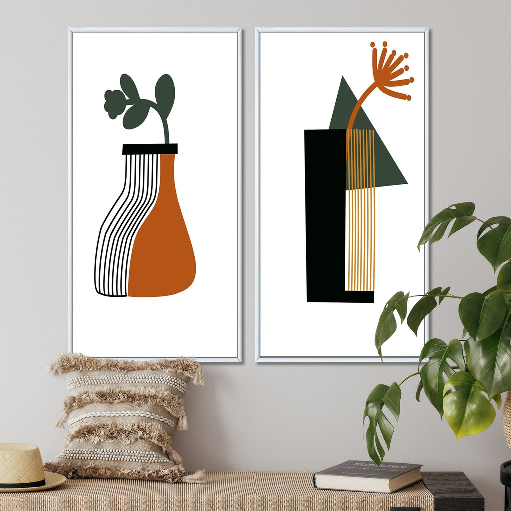 Designart Bohemian Mid Century Geometric Typography VI Geometric Framed Art Set of 2 Pieces