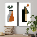 Designart Bohemian Mid Century Geometric Typography VI Geometric Framed Art Set of 2 Pieces