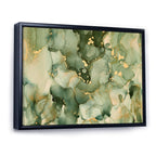 Designart Green Luxury Abstract Fluid Art I Modern Framed Canvas Wall Art Print