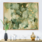 Designart Green Luxury Abstract Fluid Art I Modern Framed Canvas Wall Art Print