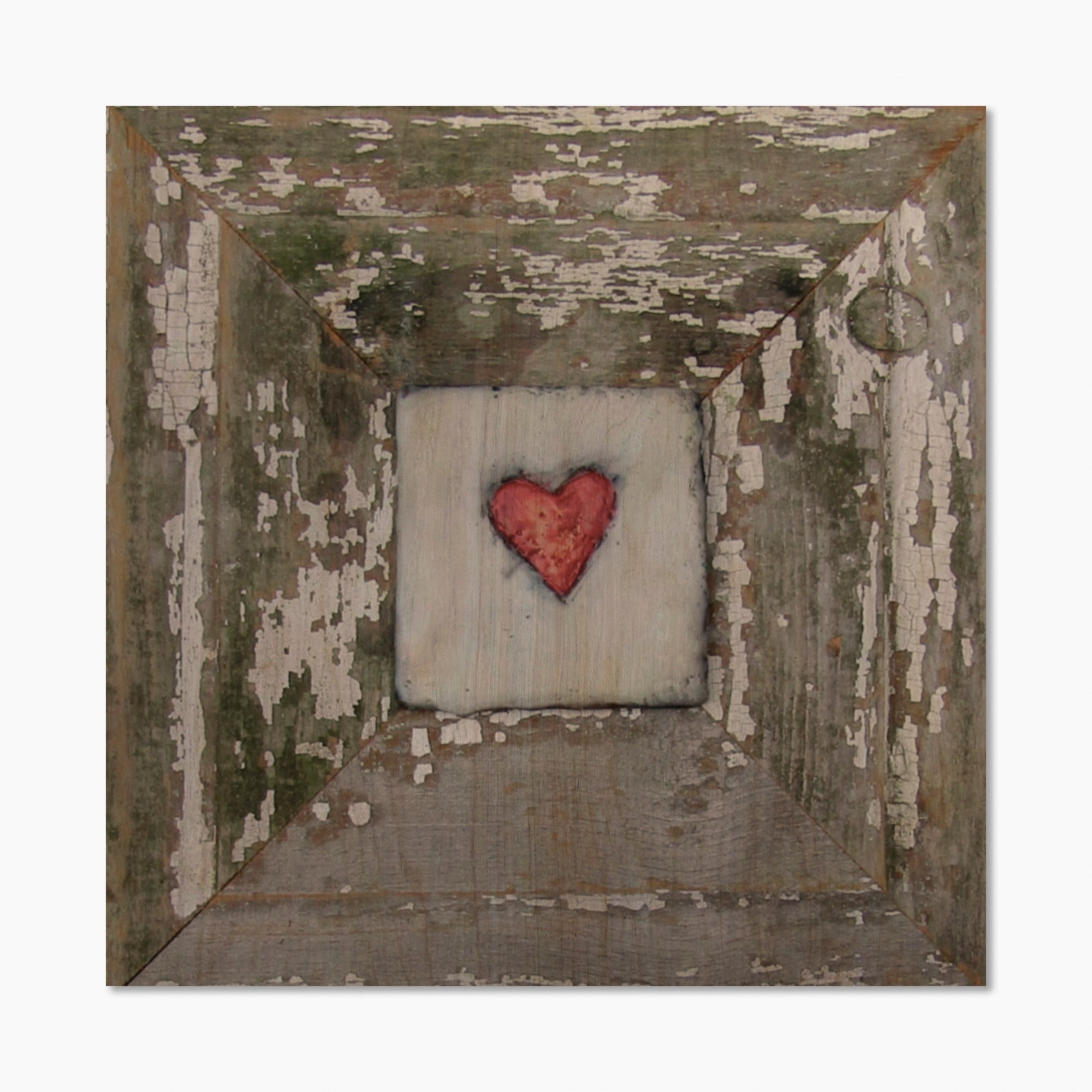 Designart 'Hearts' Desire Distressed White' Vintage Wood Wall Art Décor - Natural Pine Wood