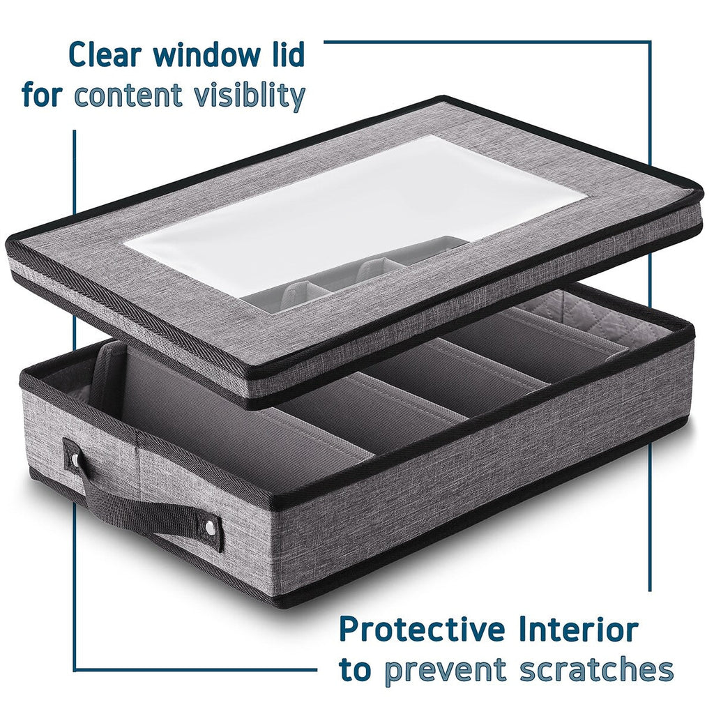 StorageBud Dinnerware Storage Containers - Stackable Holders for Plates, Cups, Flatware, Stemware, & Platter Sets