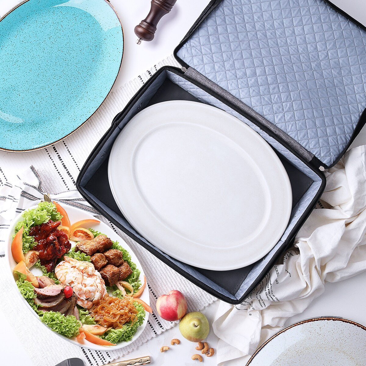 StorageBud Dinnerware Storage Containers - Stackable Holders for Plates, Cups, Flatware, Stemware, & Platter Sets