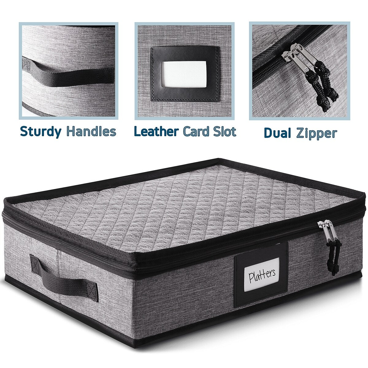 StorageBud Dinnerware Storage Containers - Stackable Holders for Plates, Cups, Flatware, Stemware, & Platter Sets