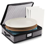StorageBud Dinnerware Storage Containers - Stackable Holders for Plates, Cups, Flatware, Stemware, & Platter Sets