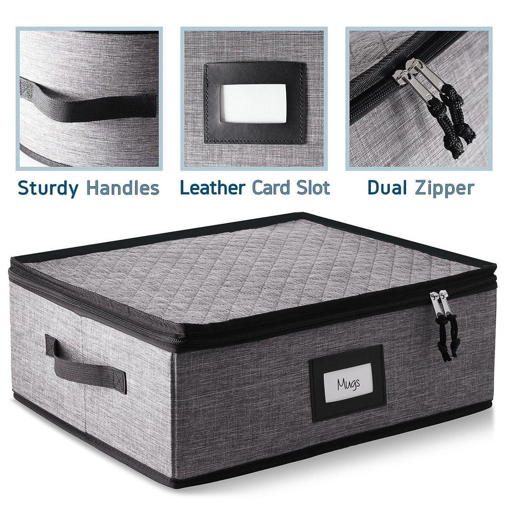 StorageBud Dinnerware Storage Containers - Stackable Holders for Plates, Cups, Flatware, Stemware, & Platter Sets