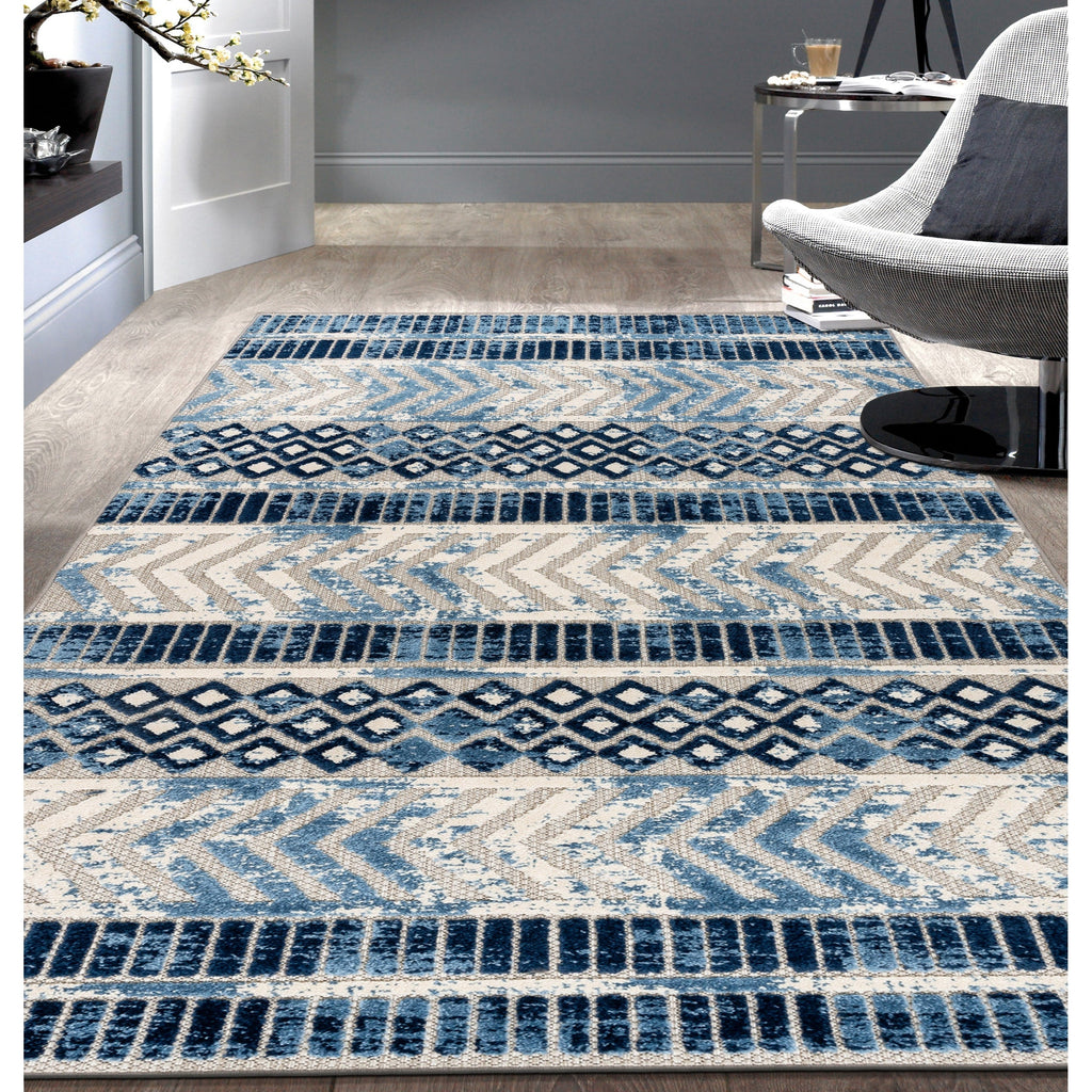 World Rug Gallery Distressed Geometric Indoor/Outdoor Area Rug