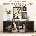 Dog Crate Furniture -Wooden Dog Kennel with Room Divider and 2 Drawers