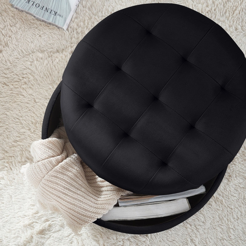 Donovan Tufted Round Storage Ottoman