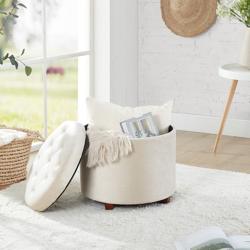 Donovan Tufted Round Storage Ottoman