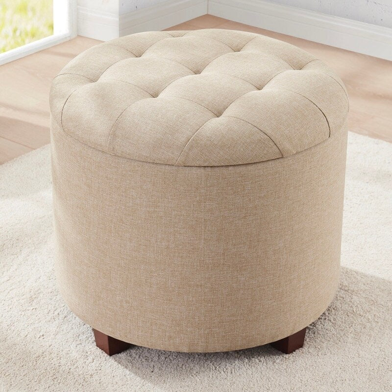 Donovan Tufted Round Storage Ottoman