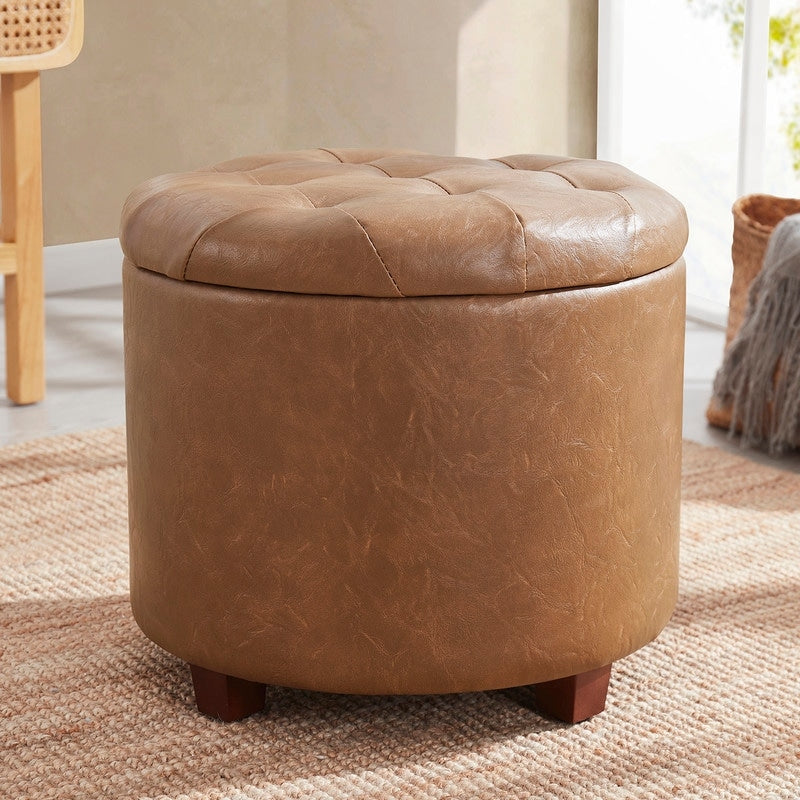 Donovan Tufted Round Storage Ottoman