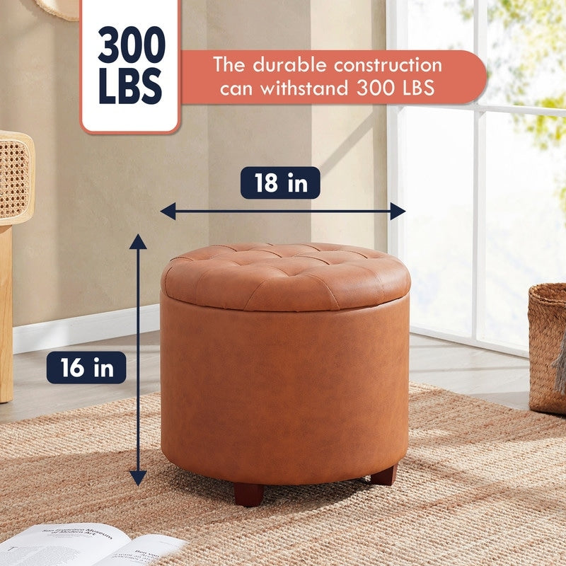 Donovan Tufted Round Storage Ottoman