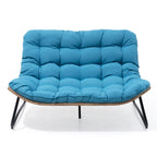 Double Papasan Chair Loveseat with Cushion, All-weather PE Rattan and Metal Frame for Indoor Outdoor