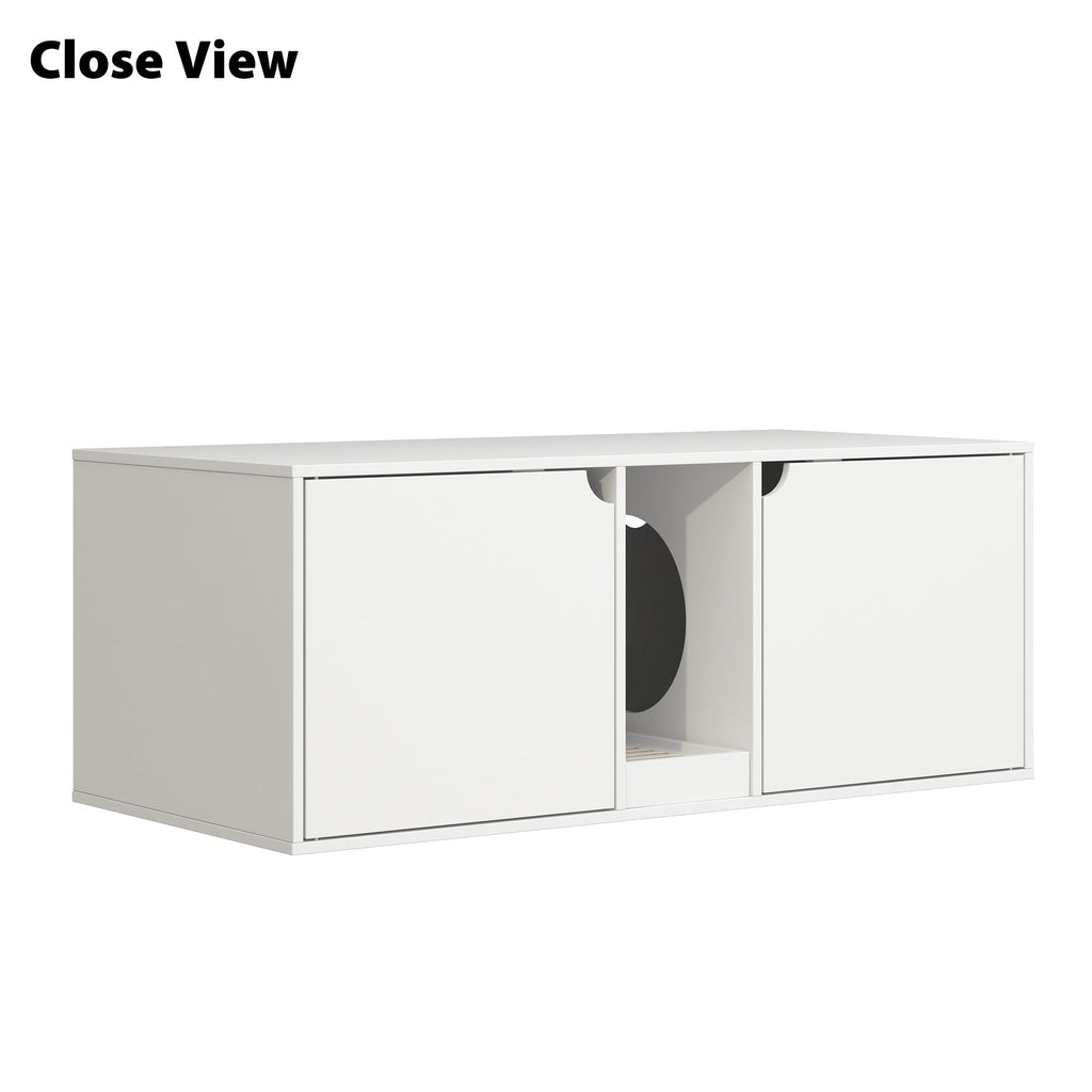 Dual-Compartment Cat Litter Box Enclosure Multi-Functional Furniture