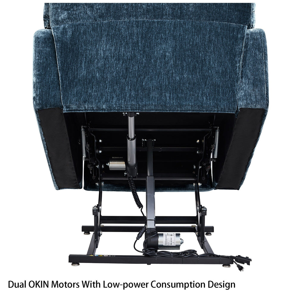 Dual OKIN Motor Lift Recliner for Seniors with Heating, Massage, 180¡ã Lay Flat, and Adjustable Backrest/Footrest